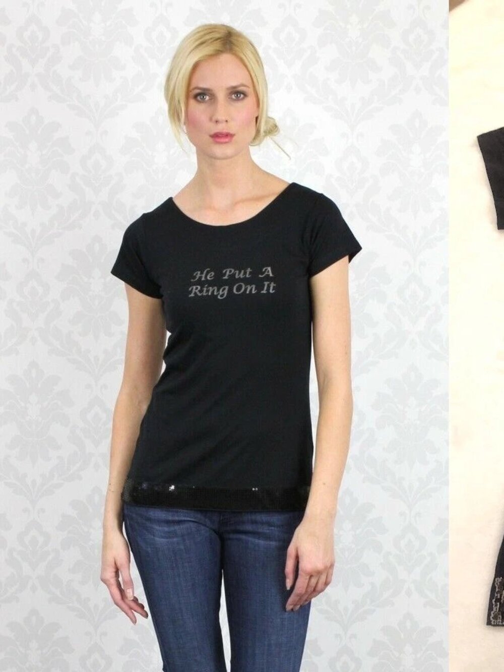 Nina VIXEN He Put a Ring On It Wedding Shirt Bachelorette Gift Bride Top Tee New